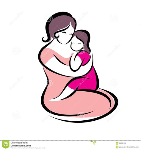mother and daughter symbol stock vector image 64655108