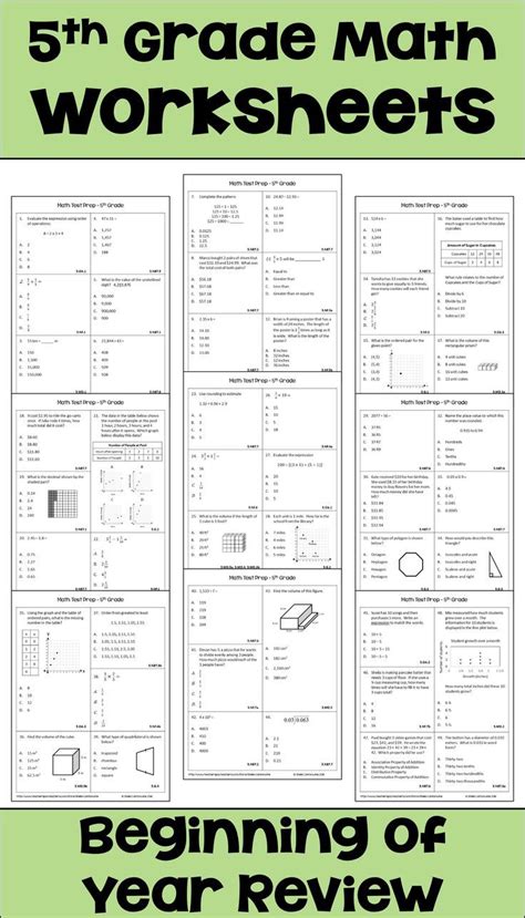 grade math review  test prep worksheets digital  printable