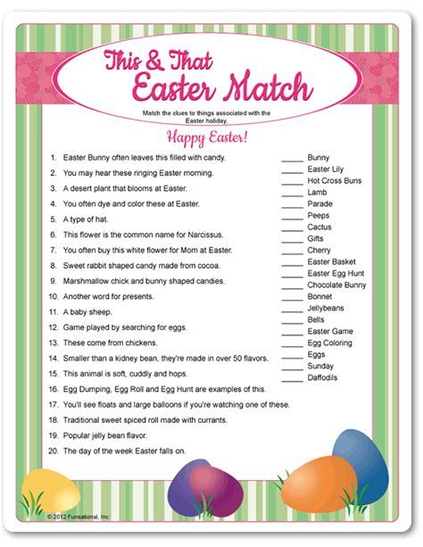 printable   easter match easter games easter games
