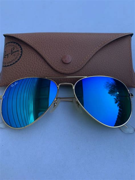 Ray Ban Aviator Sunglasses 112 17 Rb3025 58m Gold Frame With Blue