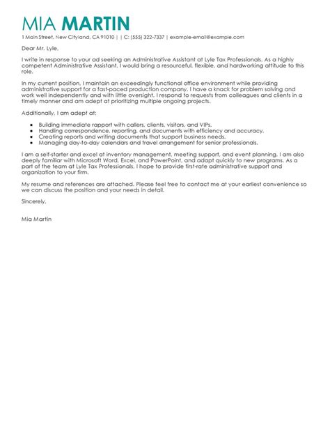 administrative assistants cover letter example with tips