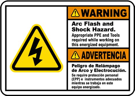 bilingual arc flash shock hazard label claim   discount