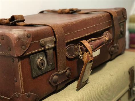 brown vintage suitcase antique leather luggage rustic interior design