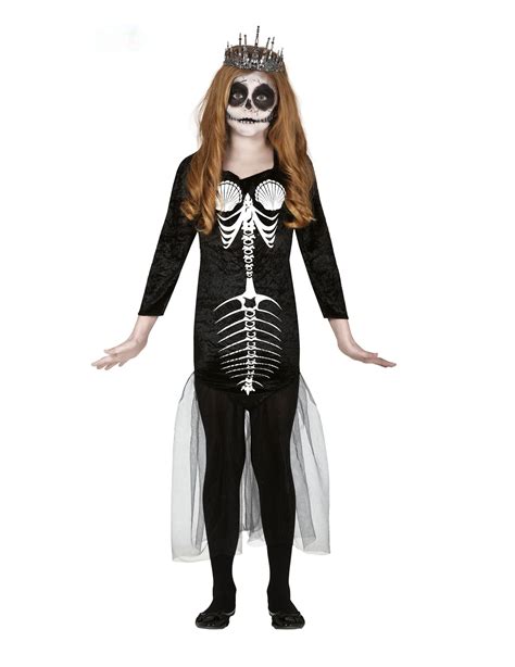 skelett meerjungfrau kostuem fuer kinder halloween kostuem schwarz weiss