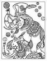 Cirque раскраски Elefantes Zentangle Discovering Colorear Dover Luciana sketch template