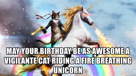 May Your Birthday Be As Awesome A Vigilante Cat Riding A