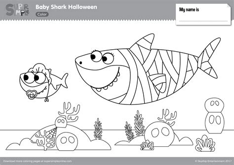 cute baby shark pages coloring pages