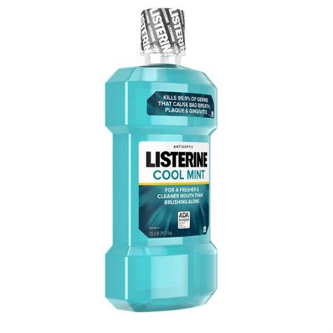 listerine cool mint antiseptic mouthwash bad breath and plaque 250 ml