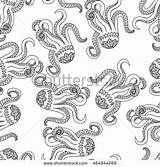 Tentacle Coloring Designlooter Seamless Zentangle Marine Animal Vector Book 470px 67kb sketch template