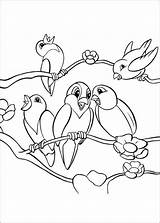 Birds Coloring Pages Bird Singing Together Drawing Cute Five Cartoon Kids School Colorluna Color Sitting Animals Printable Getdrawings Branch Bambi sketch template