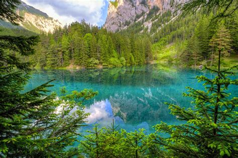 wallpaper trees landscape mountains lake reflection green river turquoise national