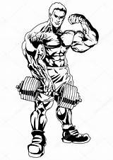 Bodybuilder Muscle Man Muscular Biceps Men Big Stock Illustration Vector Coloring Pages Dumbbell Muscles Sketch sketch template