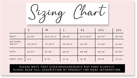 sizing chart strength grace boutique