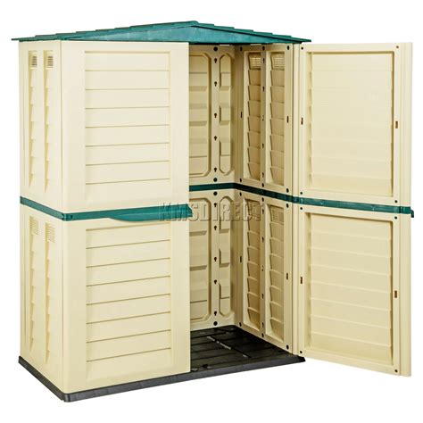 starplast outdoor plastic garden tall shed box storage unit   green beige ebay