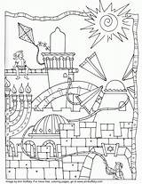 Jerusalem Coloring Pages Jewish Hanukkah Printable Days Colouring School Clipart Kids Ann Hebrew Holy Artful Israel Southwest Worksheets Sheets Color sketch template