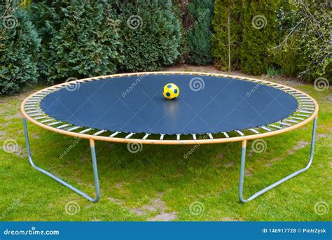 trampoline   soccer ball stock photo image  reflection sport