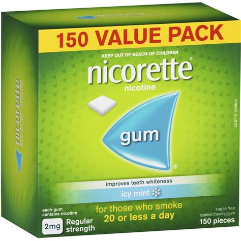 nicorette quit smoking regular strength nicotine gum icy mint 150 pack