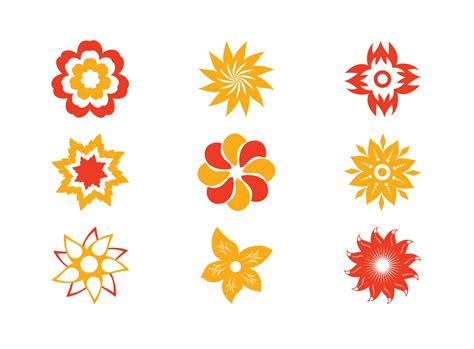 stylized flower blossoms set   vector art stock graphics