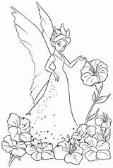 Fairies Disney Coloring Tinkerbell Pages sketch template