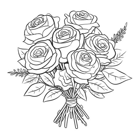 simple rose bouquet coloring page outline sketch drawing vector rose