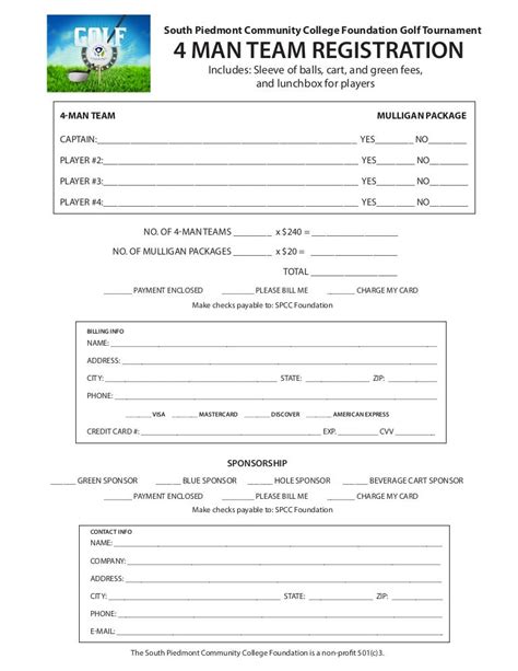 golf registration form
