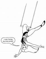 Coloring Trapeze Pages Para Acrobat Colorear Hanging Artist Swinging Girl Knee Original Originales Páginas sketch template
