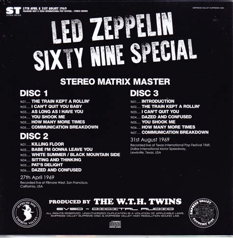 Led Zeppelin Sixty Nine Special Stereo Matrix Master 3cd Slipcase