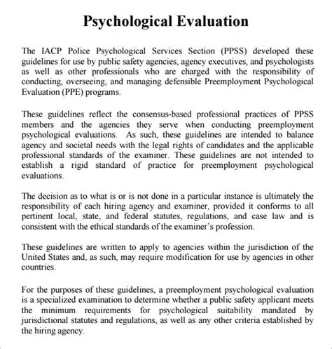 psychological evaluation template