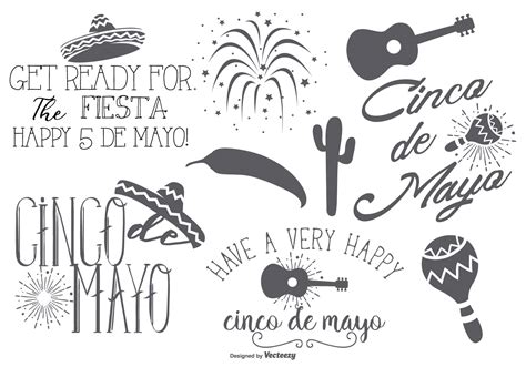 cinco de mayo labels  elements   vector art stock