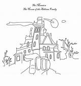 Addams Family Coloring Pages Mansion House Color Thing Hand Print Were Live sketch template
