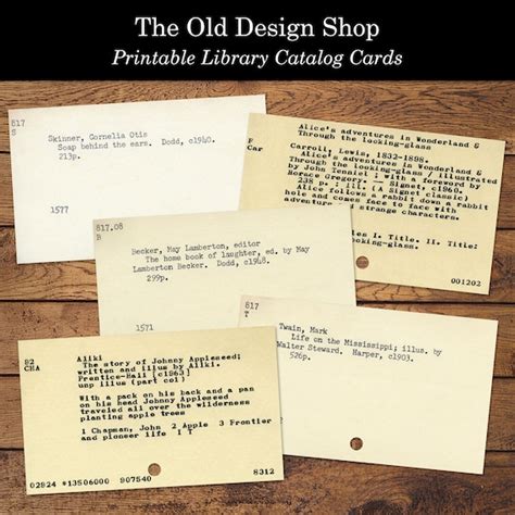 printable vintage library catalog cards digital collage sheet etsy canada
