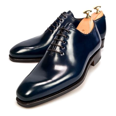handmade navy blue oxford leather mens dress office shoes plain toe  storenvy