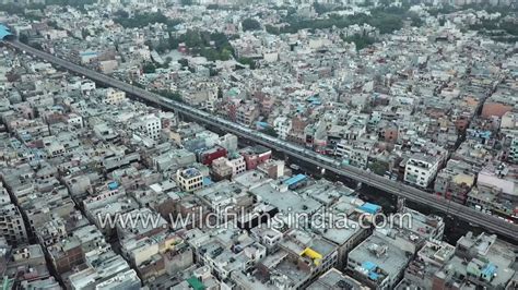 laxmi nagar delhi aerial view  crowded metropolis  india
