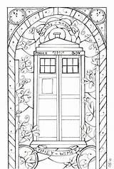 Tardis Scarlett Outlines Colouring sketch template
