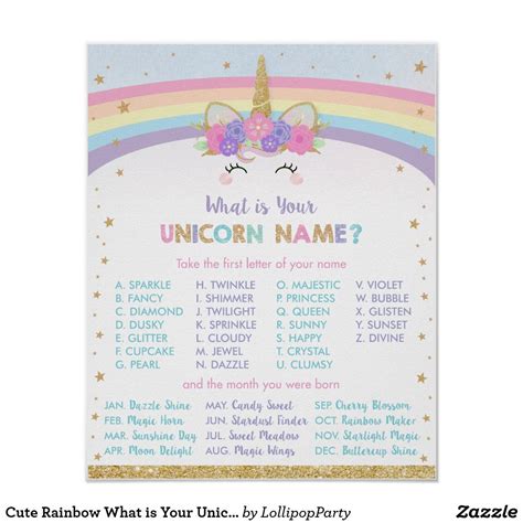 cute rainbow    unicorn  game sign unicorn themed