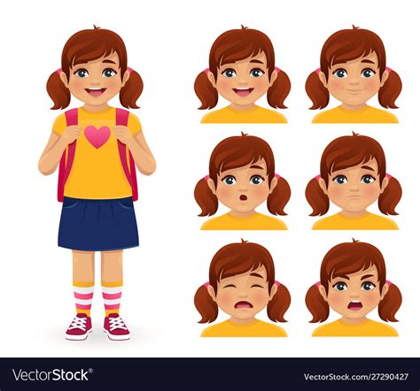 School Girl Emotions Royalty Free Vector Image