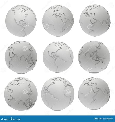 set   blank earth planet globe icons stock illustration