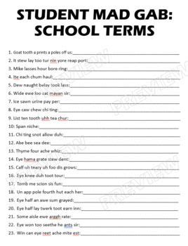 student mad gab school terms  phrases mad gabs school terms