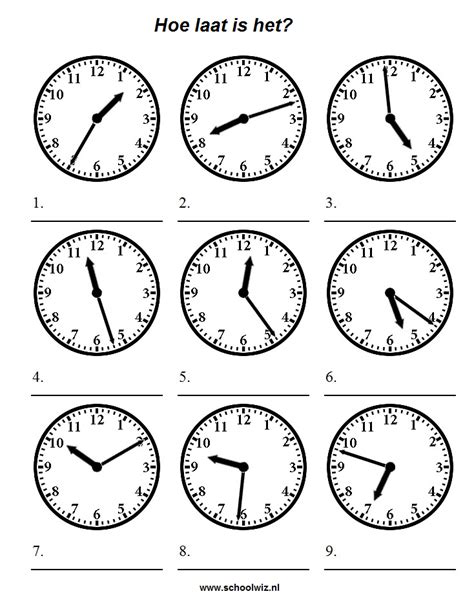 sommen groep  time worksheets telling time worksheets time  spanish