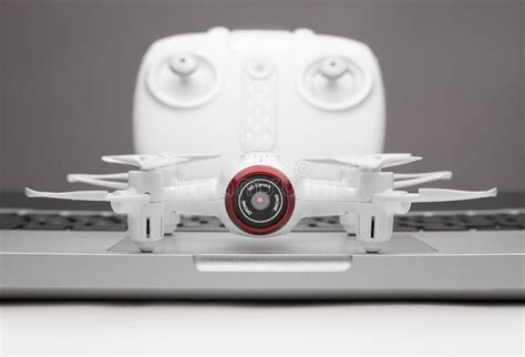 small quadrocopter drone robot studio work white stock image image  control keyboard