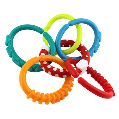 pcs ring teethers rainbow circle link baby toys  children teething