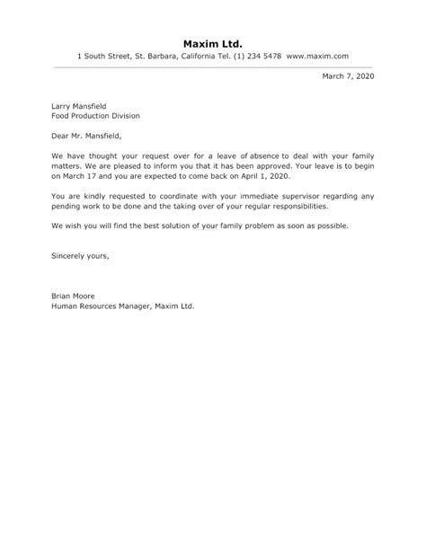 request letter  vacation leave approval infoupdateorg