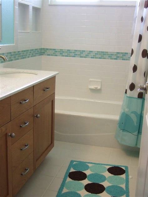 Subway Tile And Sea Glass Tile Bathroom Bathroom Tile Inspiration