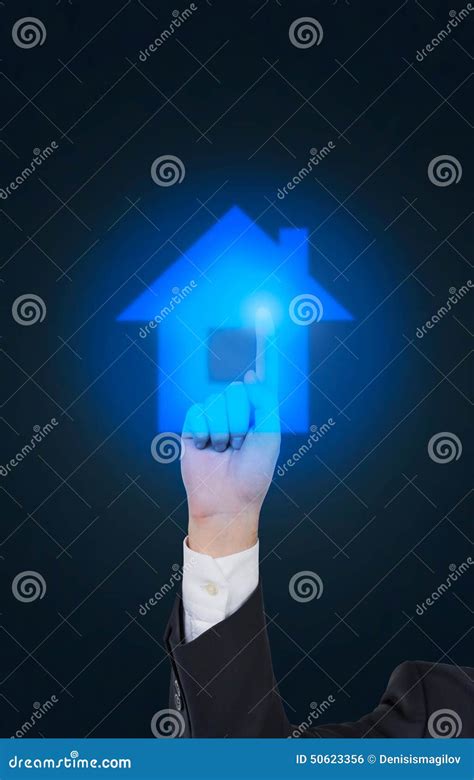 finger pushing house stock photo image  cottage arrow