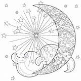 Moon Coloring Sun Celestial Pages Drawing Mandala Adults Colouring Adult Printable Star Seasonings Drawings Witch Kids Summer Paintingvalley Template Flower sketch template