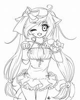 Coloring Neko Pages Anime Girl Getdrawings Colorings sketch template