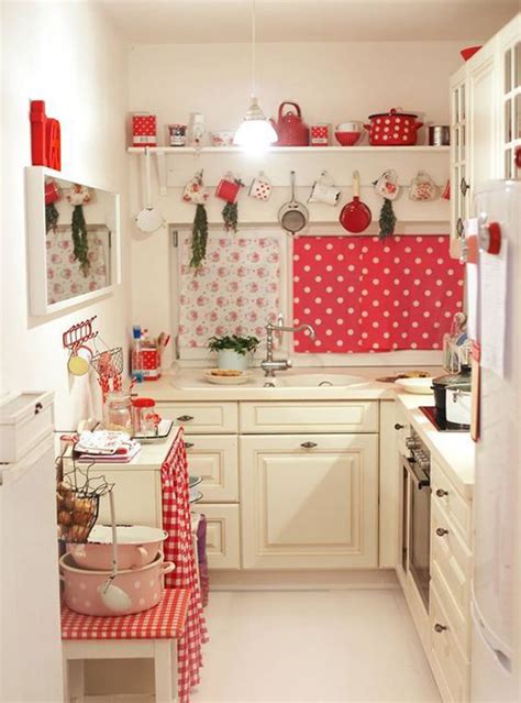 tiny retro kitchen design  red accents homemydesign