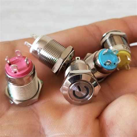 pcs mm momentary metal switch spring return  open  led illuminuted push button