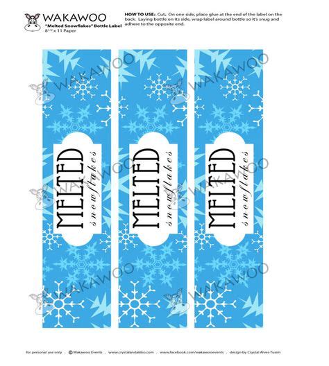melted snowflakes water bottle label printable  wakawooevents