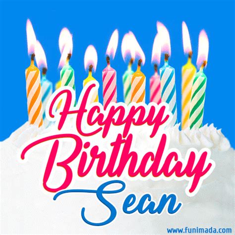 happy birthday gif  sean  birthday cake  lit candles